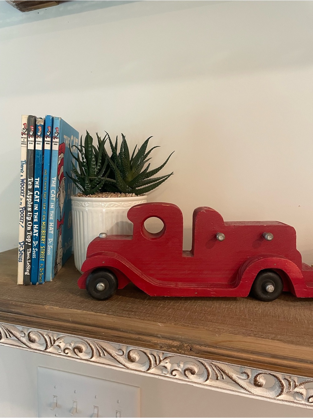 Red Wooden Toy Truck Home Accent